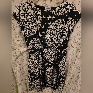 Black and White Butterfly Print Dress